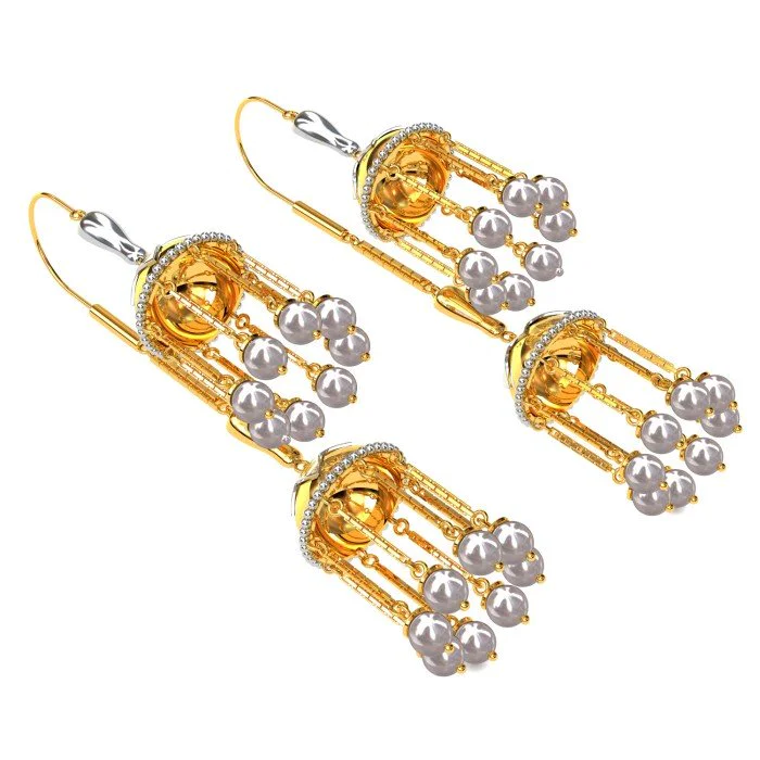 Dangler Gold 22kt Sui Dhaga Earring – Welcome to Rani Alankar