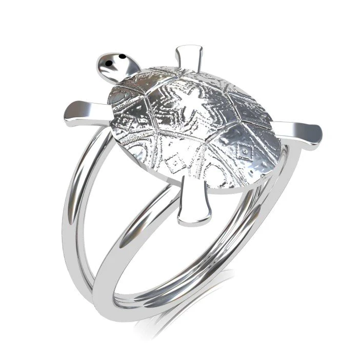 Amazon.com: Bling Jewelry Nautical Hawaii Vacation Honeymoon Sea Turtle Ring  Band For Women Oxidized .925 Sterling Silver Split Shank Ring: Clothing,  Shoes & Jewelry